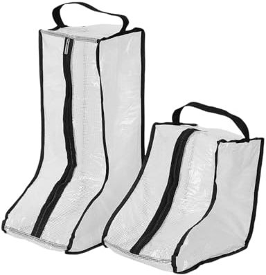 JEXOWIQ Sacchetti per calzature,2 paia di sacchetti per stivali, portatili, resistenti alla polvere e impermeabili, borsa protettiva per stivali con cerniera, con manico per escursionismo,famiglia