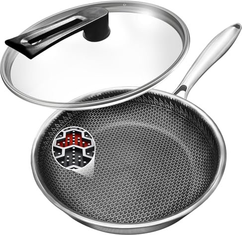 Hyperzacc Frying Pans Nonstick with Lid Hybrid Nonstick Frying Pan 10.9 inch Stay-Cool Handle, Dishwasher and Oven-Safe, Induction Ready, Compatible with All Cooktops