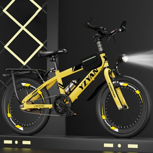 Kinder Mountainbike 24 Zoll Singlespeed Mit Frontlicht Carbonstahl Geeignet für Jungen und Mädchen A,18 inches