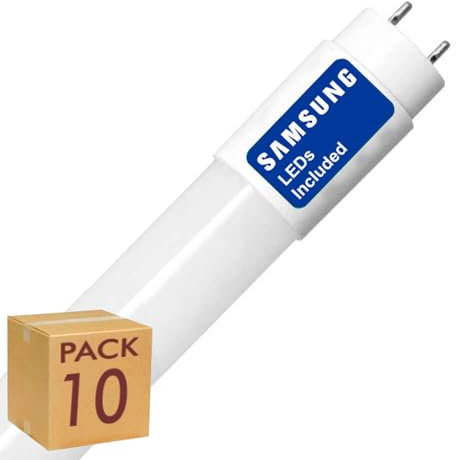 Pack x10 Tubo LED 120cm 18W, Fluorescente Standard T8 G13, Ángulo 300º, 2000 lumenes, Iluminación interior de techo, Bajo consumo y Alta luminosidad, Cebador LED incluido, Luz Natural (4000K)