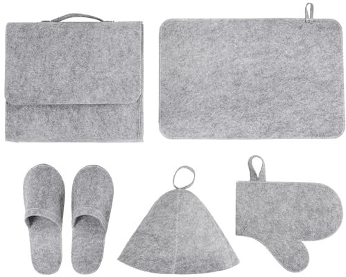 5 -teilige/festgelegte Sauna Matte, Filz -Sauna -Kappen -Hitze -Isolationsmatte für Sauna Badehaus Einfacher grau weißer Filzduschkappe verdickte Badezimmer Sauna Kit Sauna Matte Sauna Hut Sauna Kiss