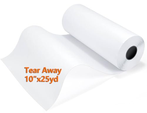Siumir Stickvlies Rolle 10 x 25 yd (Abreißen), 50gm Stickpapier Papierträger, Drucken oder Zeichnen Zeichenstabilisator für Hand- und Maschinenstickereien - Kein Kleber