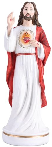 XINGYAN Statue Heiliges Herz Jesu aus Kunstharz, 26 cm, Symbol der Reinheit, Stil Jesus Christus, katholische religiöse Geschenke für Zuhause, Kirchendekoration, inspirierende christliche