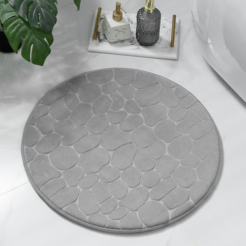 chakme Badematte Memoryschaum Badteppich Memory Foam Duschvorleger Saugfähige Badvorleger Badezimmerteppich Duschmatte Deko Fussmatte rutschfeste Matte für Badezimmer Wohnzimmer 60x60 cm, Hellgrau