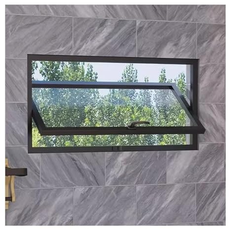 LYMGRZ Ventana Rectangular Horizontal con Marco de aleación de Aluminio y Vidrio Templado, Ventana corrediza con Ojo de Buey Giratorio de 360° para Dormitorio y Sala de Estar (Negra, 60 x 40 cm/23,