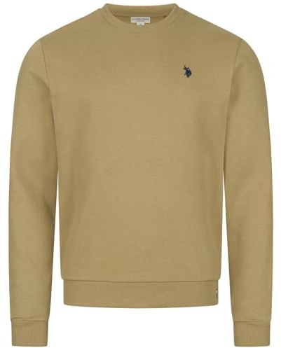 U.S. POLO ASSN. Herren Pullover (S-3XL) Langarm Sweatshirt mit Rundhalsausschnitt warm P015 - Beige-Navy Größe M - Gr.M
