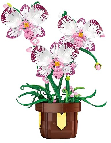 Butterfly Orchid Building Blocks Set, Artificial Flower Floral Model Toys | Elegant Botanical Plants Construction Kit for Home Desk Decor, Birthday Romantic Gift for Mother's Day, 323 PCS