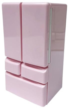 drburpily Puppenhaus Kühlschrank, Mini Kühlschrankmodell mit 2 Türen – eine niedliche Ergänzung für Kinderbastelprojekte im Kindergarten, Mini Puppenhaus Dekorationszubehör , Rosa