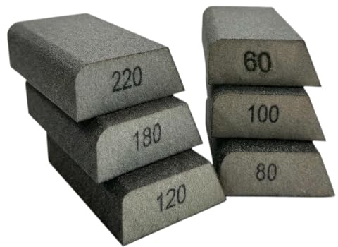 Sanding Sponge, Sanding Block, Sanding Blocks for Wood, 6 Blocks with Multiple Grit Options (60 to 220 Mesh), Curved Surface Design