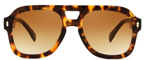 FEISEDY Retro Thick Aviator Sunglasses for Women Men, Large Vintage Shades