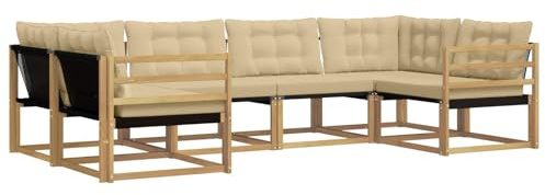 vidaXL Outdoor-Sofagarnitur mit Kissen 6 pcs Weiß und Beige, Garten-Sofa, modernes Outdoor-Sitzset, strapazierfähige Terrassenmöbel, gemütliche Lounge für Dein Wohnzimmer