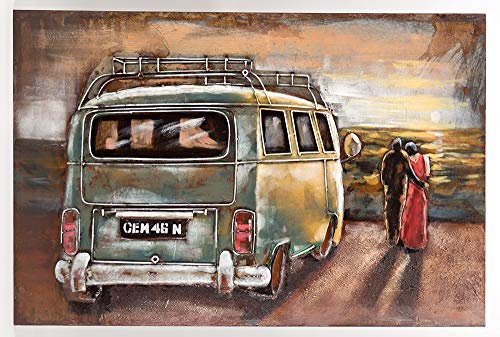 Vintage Line Handgefertigtes Metallbild 3D-Optik Wandbild Verschiedene Größen Kunst Bild (Metallbild Sunset (ca. 120x80 cm))