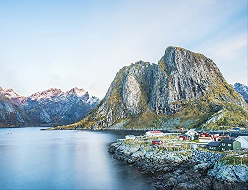 hansepuzzle 44237 - Fjord in Norwegen Puzzle 1000 Teile - Natur-Puzzle mit hochwertiger Aufbewahrung: Kartonbox und wiederverschließbarem Beutel - Format 60 × 46 cm