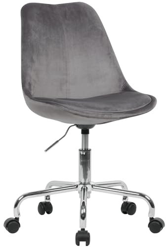 AMSTYLE Schreibtischstuhl Dunkelgrau Samt, Design Drehstuhl mit Lehne, Arbeitsstuhl mit 110 kg Maximalbelastung, Schalenstuhl mit Rollen, Stuhl drehbar