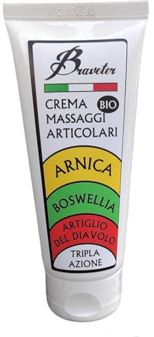 Braveter - Arnica Gel Forte Artiglio Del Diavolo, Crema Boswellia Pomata 100% Italiana BIO, Per Massaggi Muscolari, Articolazioni Per Cavalli, Uso Umano