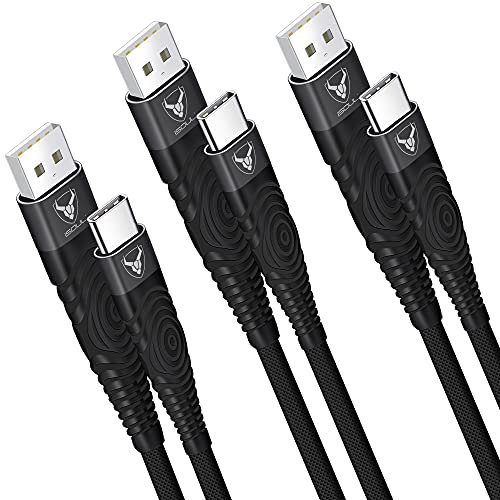 USB C Charger Cable 3 Pack 15CM, 1M, 2M USB A to USBC Cable Type C Charger Fast Charging Phone Lead for iPad Air iPhone 17 16 15 Pro Max Plus, Samsung Galaxy S25 S24 Ultra, Huawei, Google Pixel Black