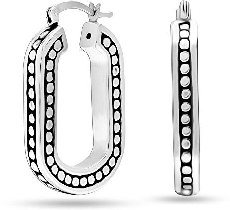 LeCalla Sterling Silber Schmuck Light-Weight O Shape Hoop Ohrringe für Frauen 30MM