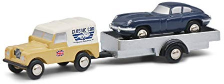 Schuco Piccolo Land Rover mit Anhänger und Jaguar E-Type, British Classic CAR Service, Modellauto, Limited Edition 500