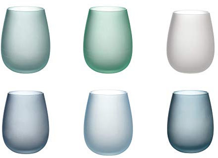 Villa d'Este Home Tivoli Shades of Blue Set 6 bicchieri acqua frosted in vetro 500 ml