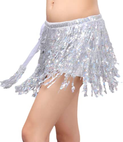 Sttiafay Bauchtanz Röcke Fransen Pailletten Hüfte Schal Wrap Rave Kostüm für Frauen