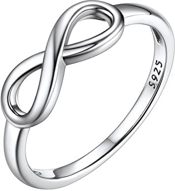 Bestyle Damen-Ring 925 Sterling Silber Unendlichkeit Ring Partnerringe Fingerring Vertrauensring Infinity Ring US 12