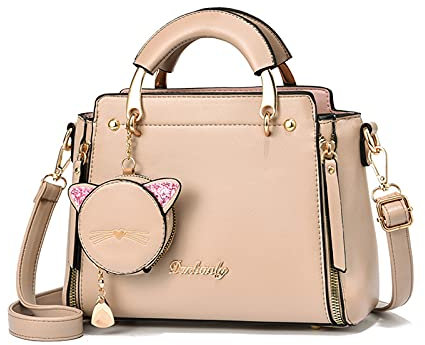 PORRASSO Damen Handtasche Süße Umhängetasche Henkeltaschen Frauen Wasserdicht PU Leder Schultertasche Top Griff Tasche für Reise Datieren Täglicher Gebrauch Khaki