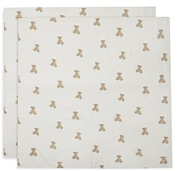 Jollein 535-852-66095 Spucktücher/Mundtücher hydrofiel Teddybär weiß 2er Pack (115x115 cm)
