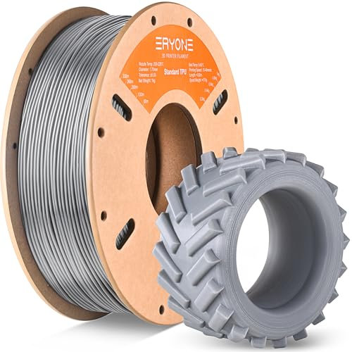 ERYONE TPU Filament 1,75 mm, 3D Drucker Filament TPU 1 kg 1 Spool, +/-0,05 mm, 95 A, Grau