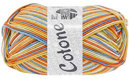 LANA GROSSA Cotone Print | Baumwollbasicgarn | Handstrickgarn aus 100% Baumwolle | 50g Wolle zum Stricken & Häkeln | 125m Garn FB 353