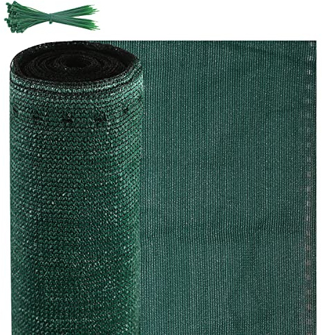 Ansobea 1x25m Sichtschutz, 150 g/m² HDPE Schattennetz, Windschutz Schattiergewebe, Staubschutz Sonnenschutz Schattiernetz, Blickdichter Zaunblende, Sichtschutz Zaun, Gewebe Netz Grün