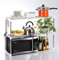 XDAILUYYDS - Almacenamiento y organización de cocina multifuncional, soporte para microondas con ganchos, organizador bajo fregadero, portaespecias, retráctil, 47-87 cm