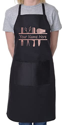 Print4U Personalised Apron Hairdresser Your Name Great For Work Hair Stylist Black