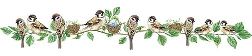 CKPLAS Wandaufkleber mit süßem Spatzen-Vogel, Vinyl, Vögel, Wandaufkleber, zum Abziehen und Aufkleben, Wanddekoration für Kinderzimmer und Kindergarten