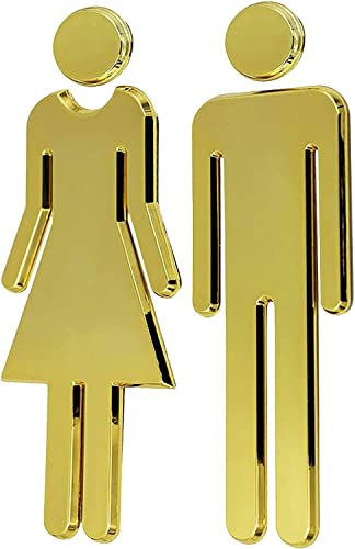 Panneaux de Toilettes,Panneaux de Toilettes,Panneau de Toilettes,Panneau de Salle de Bains Panneau de Toilettes for Hommes et Femmes avec Adhésif Acrylique,Panneau de Toilettes,20CM,Or (Color : Onecol