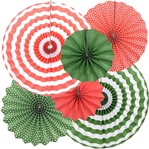 Hocansen 6PCS Hanging Paper Fans Set 8/12/16in Party Decoration Paper Fans Round Pattern Papers Garlands Decoration for Birthday Bridal Wedding Baby Shower Graduation Events(Colour/ZS)