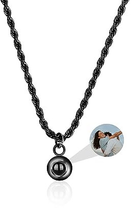 Aina Lighting Personalised Photo Projection Necklace Custom Projector Necklace with Picture Inside Hidden Picture Jewellry Gifts for Women Men