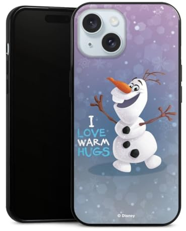Slim Case extra dünn kompatibel mit Apple iPhone 15 Silikon Handyhülle schwarz Hülle Frozen Offizielles Lizenzprodukt Frozen Olaf