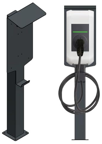 DIE-LADESÄULE - Ladesäule, Standfuß, Stele, Base für Keba P20 P30 Wallbox - aus Edelstahl - mit Dach und Kabelhaken - pulverbeschichtet - anthrazit - deutsche Herstellung