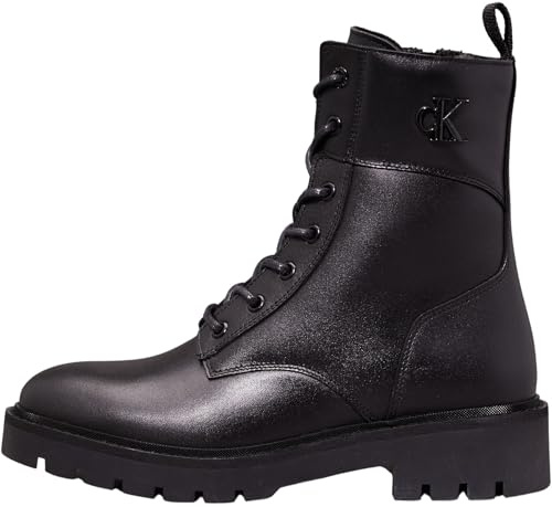 Calvin Klein Damen Combat Boot Mid Zip LTH in Calf Yw0yw01550 Stiefel