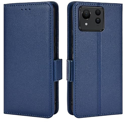 Topme Custodia in Pelle per ASUS Zenfone 11 Ultra (6.78 Inches), [ Cover per Telefono Serie Modello Litchi Semplice] - Blu scuro