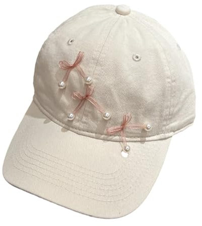 LIGSLN Elegante Baseballmütze mit Schleife, verstellbar, sonnenfest, lange Krempe, Campingmütze, W, M