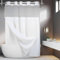 Cortina de ducha sin ganchos, 181 x 188 cm, impermeable, con forro a presión, lavable, cortina de ducha decorativa blanca para el hogar, dormitorio, hotel, gimnasio