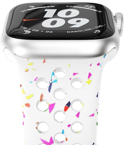 NewWays Silikon Armband Kompatibel mit Apple Watch 42mm(Serie 10) 41mm 40mm 38mm, Weiches Sports Band Ersatzarmbänder für iWatch Series SE 10 9 8 7 6 5 4 3 2 1 Damen Herren,Weiß