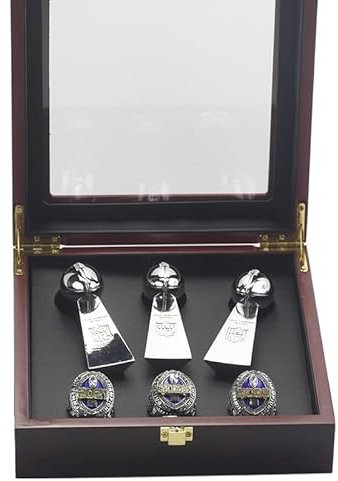 HYKJSHED Fantasy Football Rings 2021 bis 2023 Championship Rings Collection FFL Championship Trophy Geschenkbox Ring Display Box(Size:13)