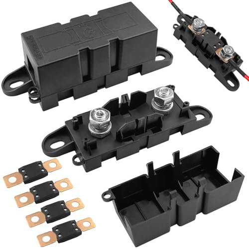 SDwfxd 2 Stk Midi Sicherunghalter, Kfz Sicherungshalter mit 2 Stk 250A und 300A Midi Sicherungen, Hochstromsicherung für Autos, Boot, LKW, Fahrzeuge
