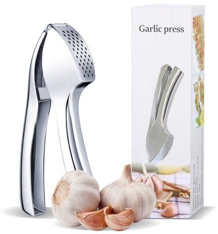XIKAYA Presse ail premium, Ecrase ail robuste et durable, Coupe ail facile à nettoyer, Ail, Gingembre, Pommes de terre, Petits morceaux d'ingrédients hachés(Pas besoin d'éplucher, miroir, rembourré)