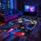 Rug Game Console for Bedroom Sofa Playroom Gaming Bedside Rugs Gamer Decorative Floor Mat Carpet Boys Room Decor Video Game Printed Non-Slip Kids Casual Rugs Black Blue Carpet (Black 2, 80x120cm)