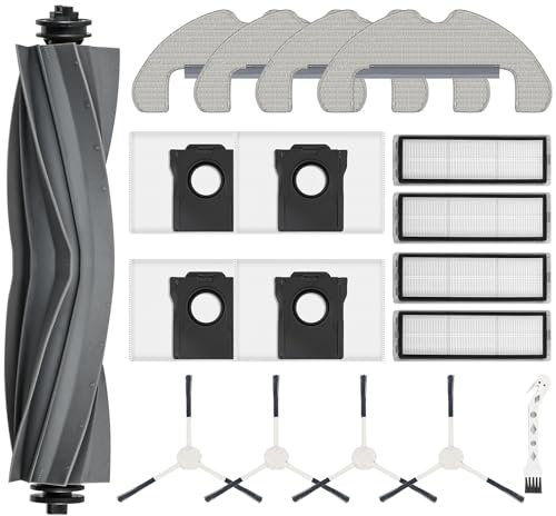 18 pezzi Accessori per Dreame D10 Plus Gen 2 Contiene 1 spazzola principale, 4 sacchetti per la polvere, 4 salviette, 4 filtri HEPA, 4 spazzole laterali, 1 spazzola per la pulizia