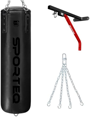 Sporteq Dyno Heavy Filled Boxing Punch Bag 3FT, 4FT & 5FT for All Ages & Genders | Punching Martial Arts Kickboxing Muay Thai Karate | Home & Commercial Gym Use (Matt Black, 4FT)