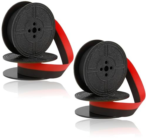 Farbband für Schreibmaschine, 2 Stück Farbband Schreibmaschine Nylon, Schreibmaschinenband Doppelpack Kompatibel mit Klassische Typewriter GR9 NE800 NE3000 Brother 1009FN 1066FN DIN 2103(Schwarz, Rot)
